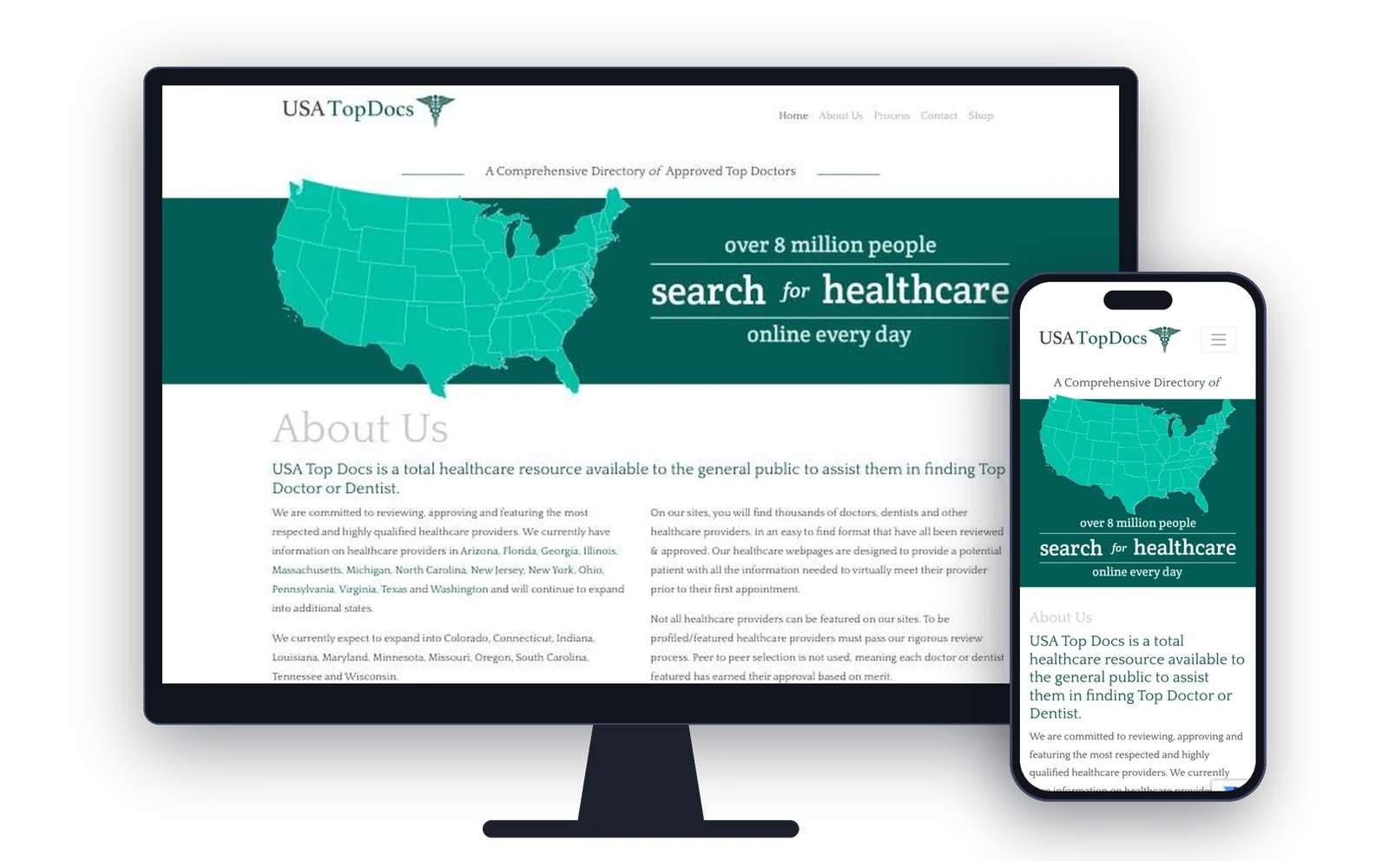 USA Top Docs website homepage
