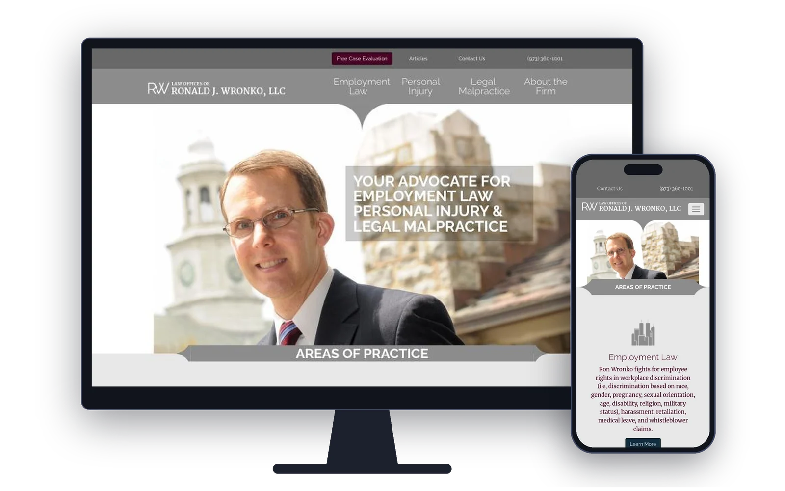 Ron Wronko Law website homepage